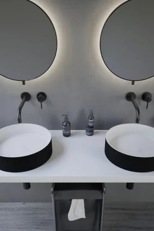 Solde Ideavit Solidthin vasque à poser - 40x40x12.5cm - Solid surface - Ronde - Noir mat