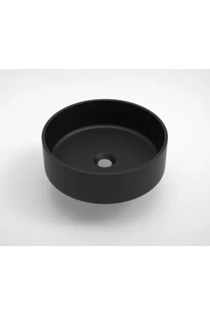 Arcqua Case vasque à poser - 40x40cm - Rond - Marbre de synthèse Noir Mat Remise