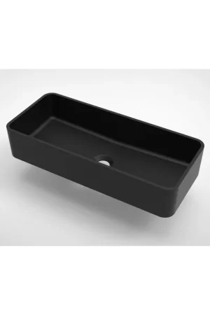 Acheter En Ligne Arcqua Case vasque à poser - 60x26cm - Rectangulaire - Marbre de synthèse Noir Mat