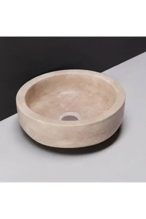 Achetez Aujourd'hui Forzalaqua Verona Xs vasque 30x30x10cm Rond Pierre naturelle Travertin adouci