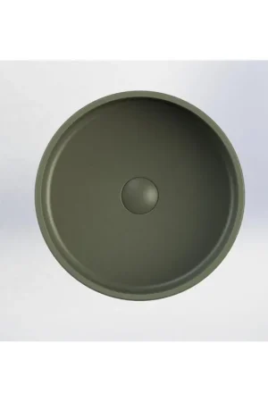 Arcqua Case Vasque à poser - 40x40cm - Rond - Marbre coulé Vert mat Offre Du Jour