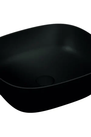 Vitra Outline lavabo à poser carré sans trou de robinetterie sans trop-plein 47x41cm noir mat Dernière Chance