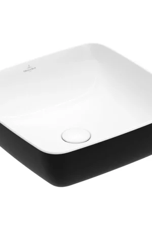 Villeroy & Boch Artis lavabo à poser - carré 41x41x12.5cm - sans trou de robinet sans trop-plein coal black Populaire