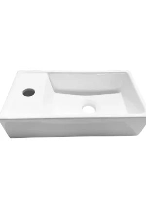 Adema Pulse Flow Fontaine - 41x22x10cm - céramique - trou de robinet à gauche - blanc brillant Prix Réduit