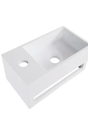 Wiesbaden Julia fontaine gauche 35 x 20 x 16 cm solid surface blanc mat Prix Cassé