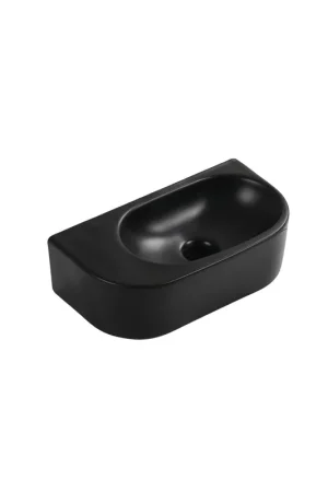 Seulement Aujourd'hui QeramiQ Pure Lave-mains - 40x22x12cm - Lisse - demi-rond - sans trou de robinet - Céramique - Noir mat