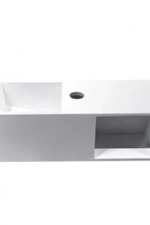 Wiesbaden Julia lavabo avec niche 54 x 20 x 20 cm solid surface mat blanc Prix Réduit