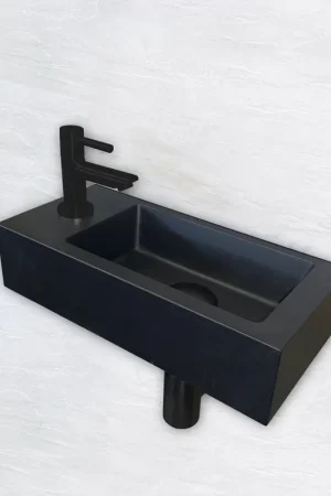 Retour Gratuit Wiesbaden Ensemble de lave-mains Rhea S mini avec lave-mains gauche, robinet, siphon et bonde noir mat