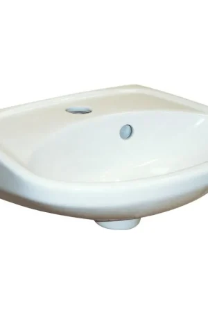 Acheter En Ligne Jika lave-mains 37,5x28cm porcelaine ovale 1 trou de robinet avec trop-plein blanc