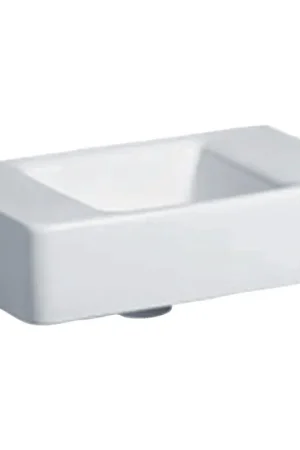 Satisfait Ou Remboursé Geberit Renova Plan lave-mains compact sans trou de robinetterie sans trop-plein 40x25x15cm blanc