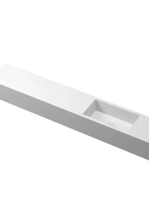 Super Prix INK Nice Time Plateau de lave-mains - 120x20x10cm - vasque à droite - 0 trous de robinetterie - cuve rectangulaire - polystone blanc mat