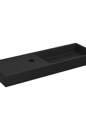 Vente Directe Clou Mini Wash Me fontaine 56x19cm trou de robinet à gauche Céramique Noir mat