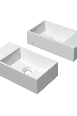 Soldes INK Contra Lavabo - 40x22x10cm - vasque droite - 0 trous de robinetterie - polystone blanc brillant