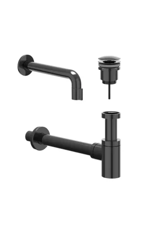Super Prix IVY Pact Ensemble lave-mains - modèle mural - recoupable - bonde always open - Noir chrome PVD