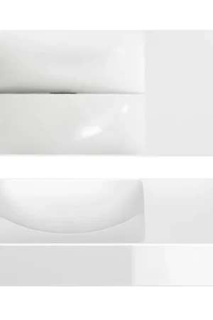 Acheter En Ligne Clou Vale lavabos de toilettes céramique lavabo de toilettes 38x19x7cm sans trou de robinetterie à droite Blanc brillant