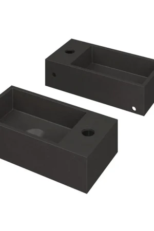 Affaire À Saisir INK Versus Lave-mains 9x36x18cm avec trou pour robinet à gauche Quartz noir