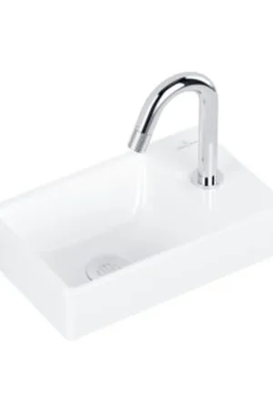Villeroy & Boch Avento ensemble lave-mains - 36x22x11cm - trou de robinet à droite - robinet de lave-mains chromé - blanc brillant Quantité Limitée