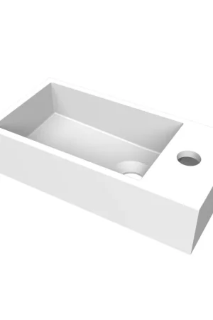 Arcqua Flair lave-mains - 36x18x9cm - marbre de synthèse - 1 trou de robinet - à droite - blanc mat Solde