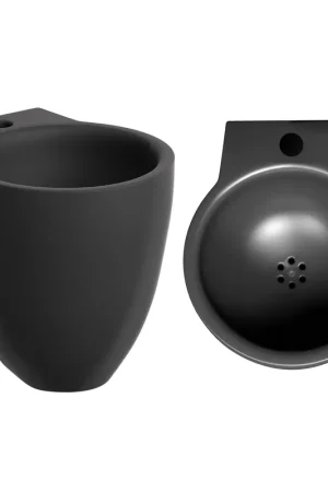 Réduction Clou Flush 6 lave-mains 27x31,5cm trou de robinet céramique noir mat