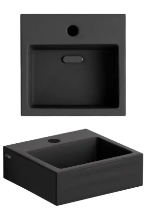 Remise Clou Flush 1 lave-mains 28x27cm trou de robinet Céramique Noir mat
