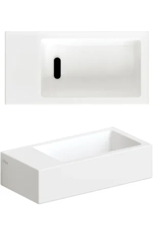 Satisfait Ou Remboursé Clou Flush 3 lave-mains 36x18cm sans trou de robinetterie à gauche blanc mat cér.