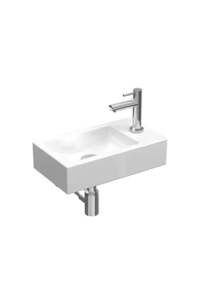 Super Prix INK Pack lavabo porcelaine trou de robinet à droite incl. robinet de lavabo, siphon design et bonde design