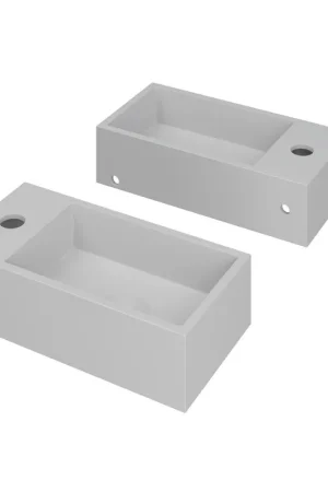 Remise INK Versus Lave-mains - 36x18x9cm - lavabo à droite - 1 trou de robinet - polystone blanc mat