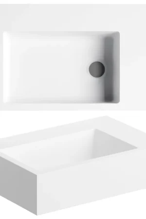 Solde Clou Flush 2 Plus lave-mains 42,5x10,5cm trou de robinet pré-percé Aluite Blanc mat