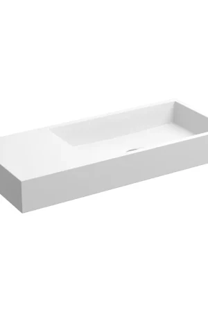 Satisfait Ou Remboursé Clou Mini Wash Me lave-mains 45x19cm trou de robinet pré-percé à gauche Aluite Blanc mat