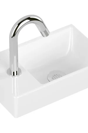 Villeroy & Boch Avento ensemble lave-mains - 36x22x11cm - trou de robinetterie à gauche - robinet de lave-mains chromé - blanc brillant Promotion