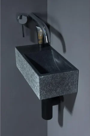 Satisfait Ou Remboursé Forzalaqua Venetia Xs lavabo 29x16x10cm lavabo Droite 0 trous de robinet Pierre naturelle Granit adouci