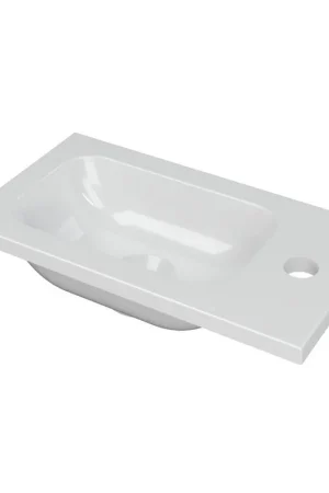 Acheter En Ligne Ink enter lave-mains en porcelaine avec trou pour robinet universel 40x22x1,5cm blanc brillant
