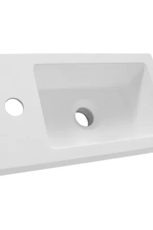 Réduction BRAUER Solar Medium lavabo à poser 40 avec 1 trou de robinet et en marbre minéral blanc satiné à placer à gauche/droite.
