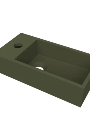 Arcqua Flair fontaine - 36x18x9cm - marbre de synthèse - 1 trou de robinet - gauche - vert mat Top Vente