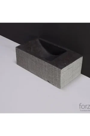Solde Forzalaqua Venetia Xs lavabo 29x16x10cm lavabo Gauche 0 trous de robinet Pierre naturelle Bleu gris ciselé
