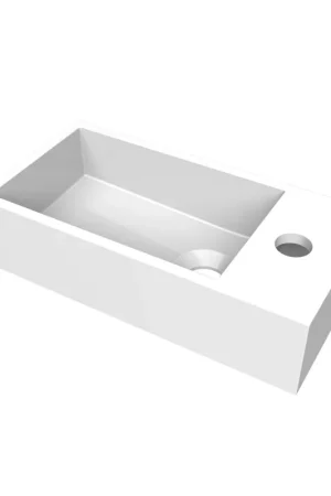 Acheter Direct Arcqua Flair lave-mains - 36x18x9cm - marbre de synthèse - 1 trou de robinet - à droite - blanc brillant