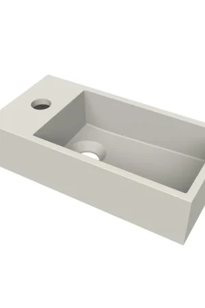 Arcqua Flair lave-mains - 36x18x9cm - marbre de synthèse - 1 trou de robinet - à gauche - sable mat Prix Bas