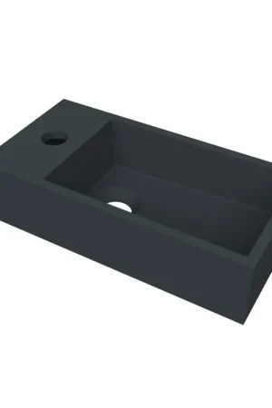Affaire À Saisir Arcqua Flair lave-mains - 36x18x9cm - marbre de synthèse - 1 trou de robinet - à gauche - anthracite mat