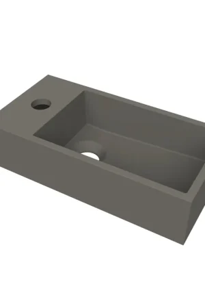 Arcqua Flair lave-mains - 36x18x9cm - marbre de synthèse - 1 trou de robinet - à gauche - quartz gris mat Produit De Marque