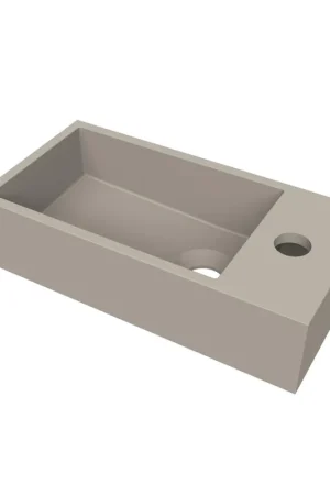 Arcqua Flair lave-mains - 36x18x9cm - marbre de synthèse - 1 trou de robinet - à droite - argile mat Nouvelle Collection