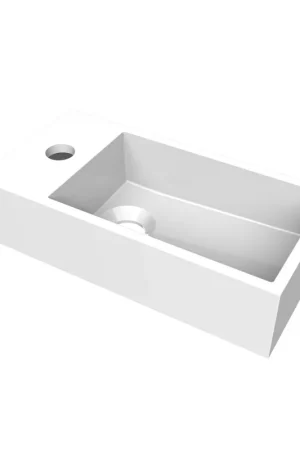 Achat Immédiat Arcqua Flair lave-mains - 36x18x9cm - marbre de synthèse - 1 trou de robinet - à gauche - blanc brillant