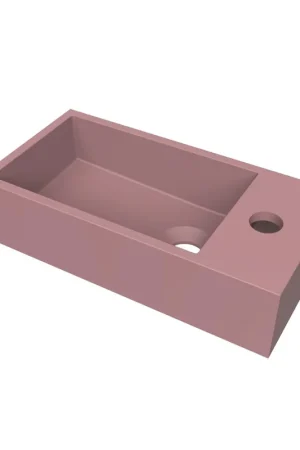 Arcqua Flair lave-mains - 36x18x9cm - marbre de synthèse - 1 trou de robinet - à droite - rose mat Offre Limitée
