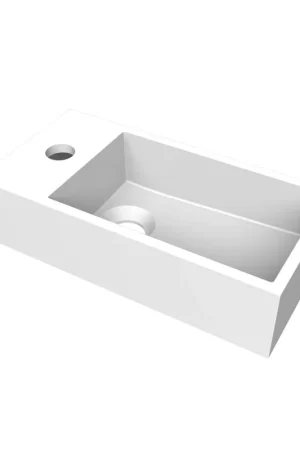 Arcqua Flair lave-mains - 36x18x9cm - marbre de synthèse - 1 trou de robinet - à gauche - blanc mat Offre Exclusive