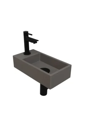 Acheter En Ligne INK Versus Set lave-mains 36x18x9cm 1 trou de robinet gauche avec robinet, siphon et bonde Noir mat