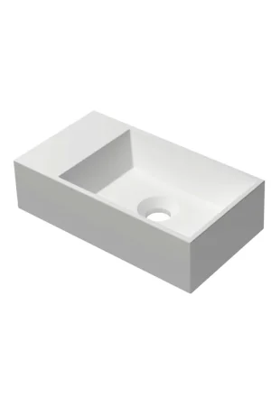 Acheter Direct INK Contra Lavabo - 40x22x12cm - vasque à droite - 0 trous de robinet - polystone blanc mat