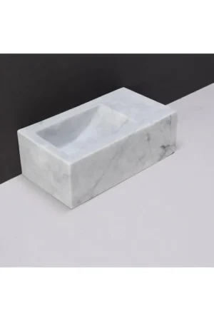 Solde Forzalaqua Venetia Xs lave-mains 29x16x10cm lavabo Gauche 1 trou de robinet droite Pierre naturelle Carrara poli