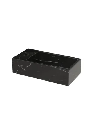 Super Prix Riho Livit Tiny Lavabo pour WC - 1 trou de robinet à gauche - 41x20.5x10.5cm - céramique - marbre noir