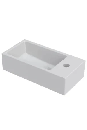 Riho Livit Tiny lave-mains - 1 trou de robinet à droite - 41x20.5x10.5cm - polybéton blanc Jusqu'à Épuisement Des Stocks