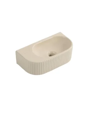 Usine Directe QeramiQ Blend Fontaine - 40x22x12cm - rainuré - semi-circulaire - sans trou de robinet - céramique - beige mat