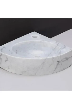 Acheter Direct Forzalaqua Turino coin lave-mains 30x30x10cm 1 trou de robinet sans robinet pierre naturelle Carrara poli